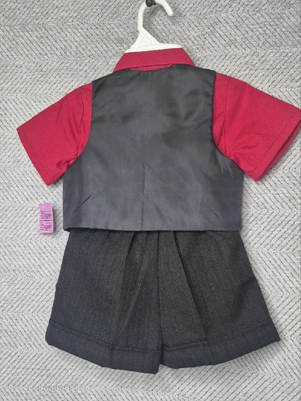 NWT Vintage Toddler Boys 24M Formal Suit Set Red Shirt Vest Shorts Hat Bow Tie